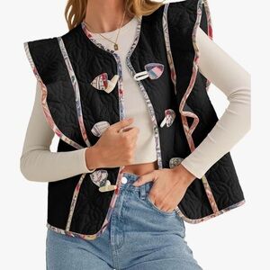 Chic Black Vest with Colorful Trim